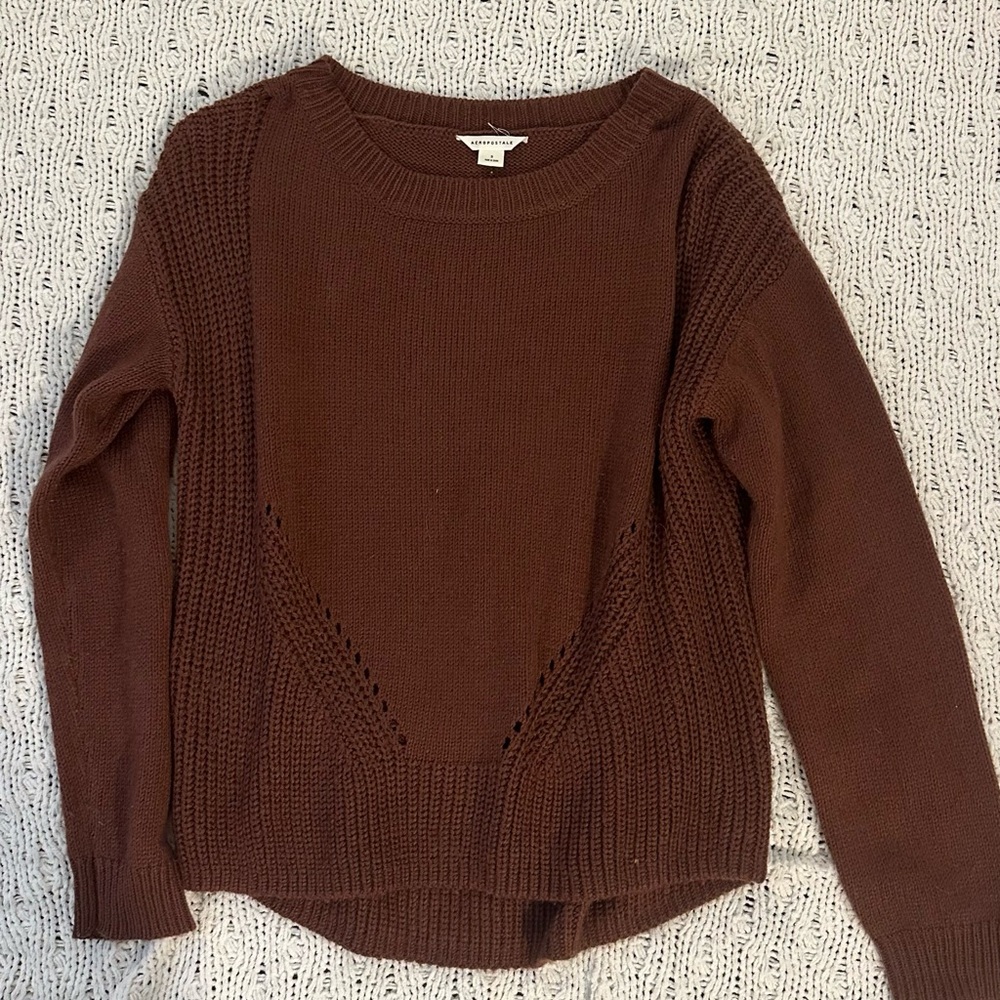 Aeropostale Chocolate Brown Crew Neck Sweater